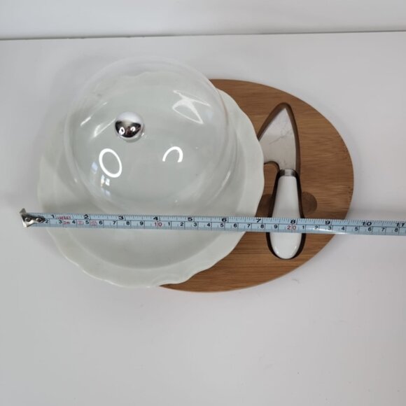 Vintage Japan Ceramic Wood Platter Knife Cheese Charcuterie Serving Set - Picture 7 of 9